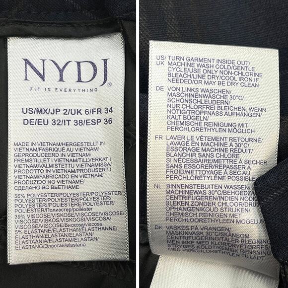 NYDJ Slim Trouser Pants Sz 2 or 27 New $119 Oaklan Plaid Blue Black Straight Leg - Picture 14 of 16
